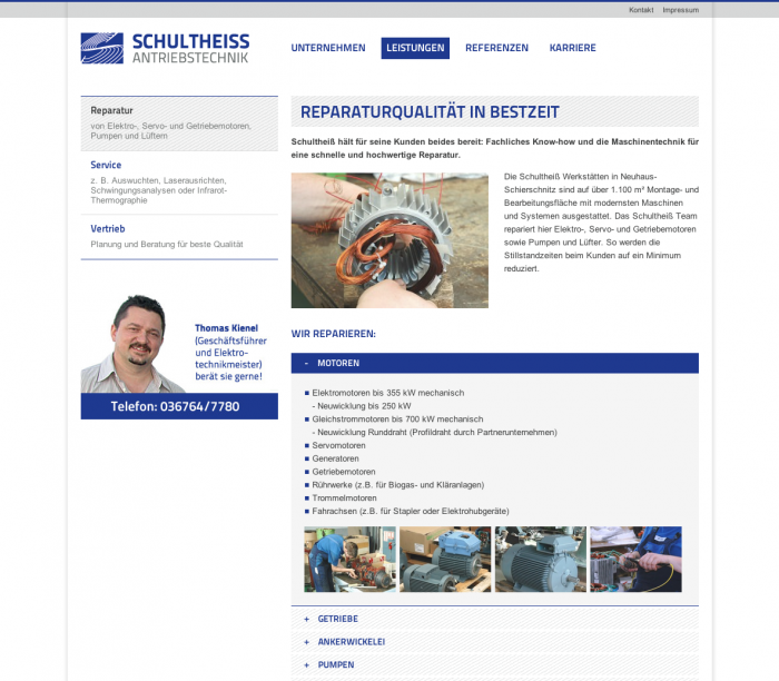 Website - Übersicht mit interaktivem Akkordeon